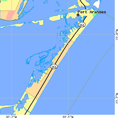 Zip code 78373 close-up map