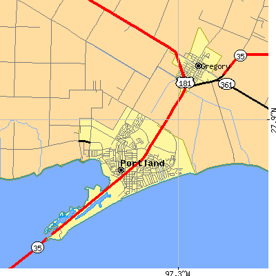 Zip code 78374 close-up map