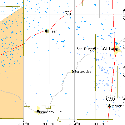 Zip code 78384 close-up map
