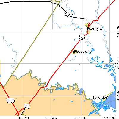 Zip code 78393 close-up map