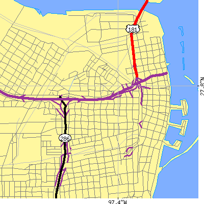 Zip code 78401 close-up map