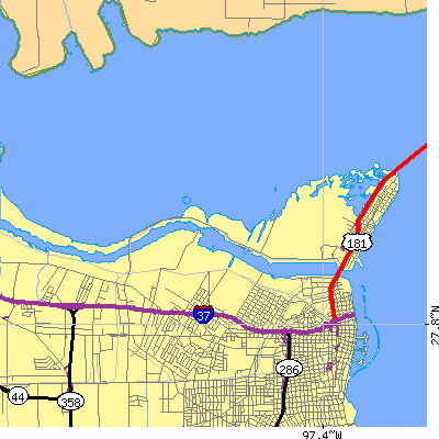 Zip code 78402 close-up map
