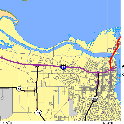 Zip code 78407 close-up map