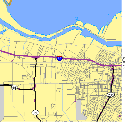 Zip code 78408 close-up map