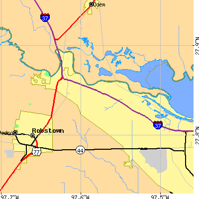 Zip code 78410 close-up map