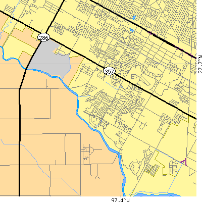 Zip code 78413 close-up map