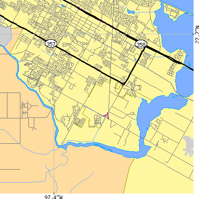 Zip code 78414 close-up map