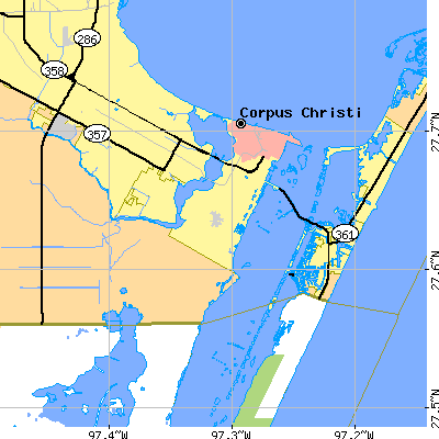 Zip code 78418 close-up map