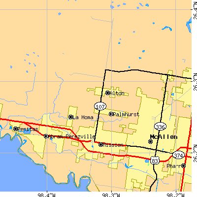 Zip code 78504 close-up map