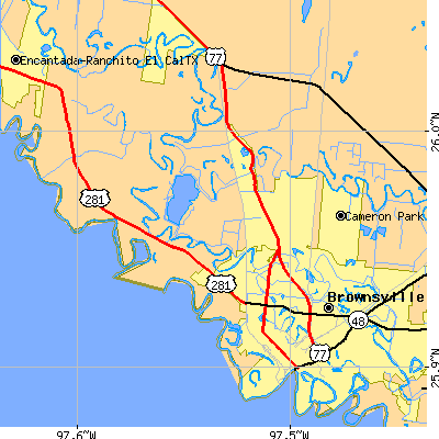 Zip code 78520 close-up map