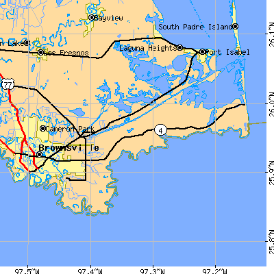 Zip code 78521 close-up map