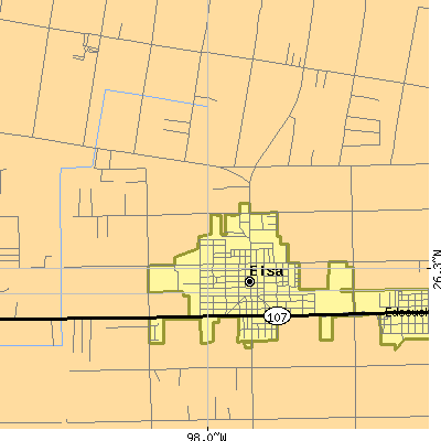 Zip code 78543 close-up map