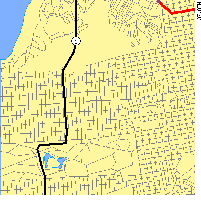 Zip code 94118 close-up map
