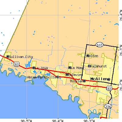 Zip code 78572 close-up map