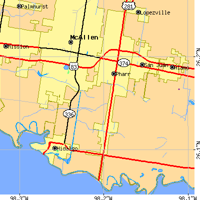 Zip code 78577 close-up map