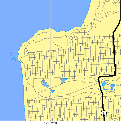Zip code 94121 close-up map