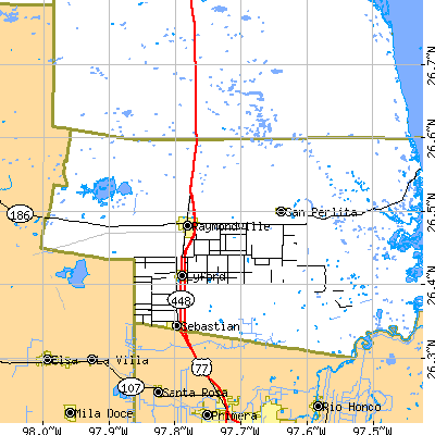 Zip code 78580 close-up map