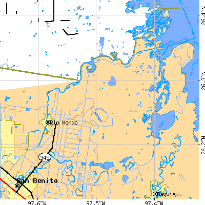 Zip code 78583 close-up map