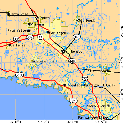 Zip code 78586 close-up map