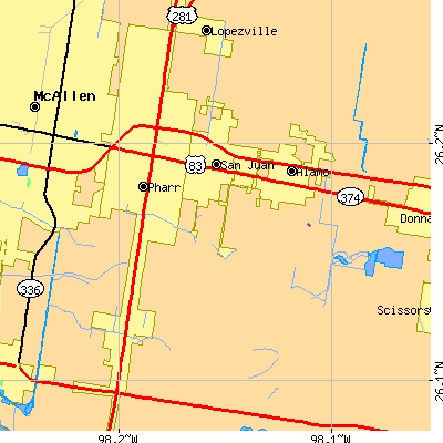 Zip code 78589 close-up map