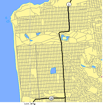 Zip code 94122 close-up map