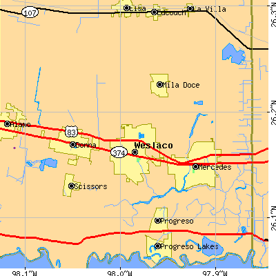 Zip code 78596 close-up map