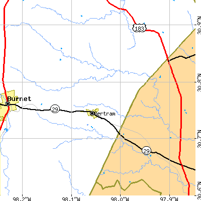 Zip code 78605 close-up map