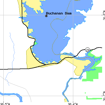 Zip code 78609 close-up map
