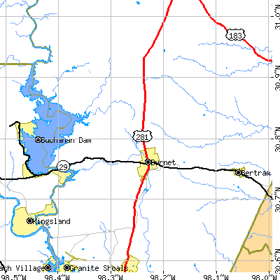 Zip code 78611 close-up map