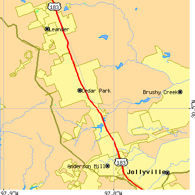 Zip code 78613 close-up map