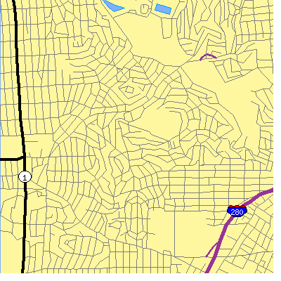 Zip code 94127 close-up map