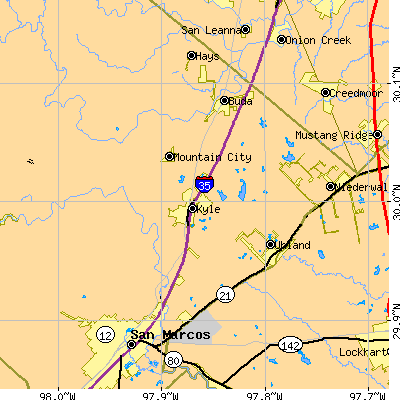 Zip code 78640 close-up map
