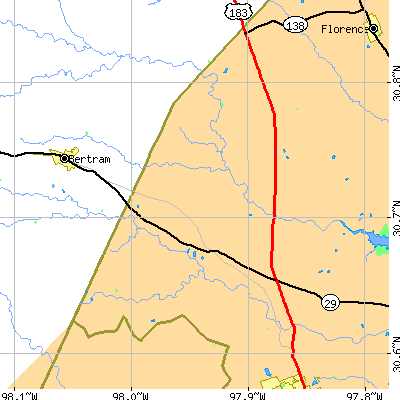 Zip code 78642 close-up map