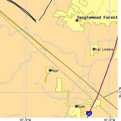 Zip code 78652 close-up map