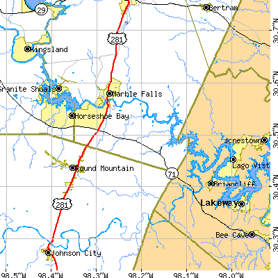 Zip code 78654 close-up map