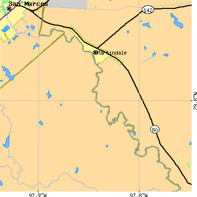 Zip code 78655 close-up map