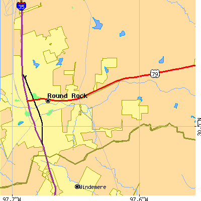 Zip code 78664 close-up map