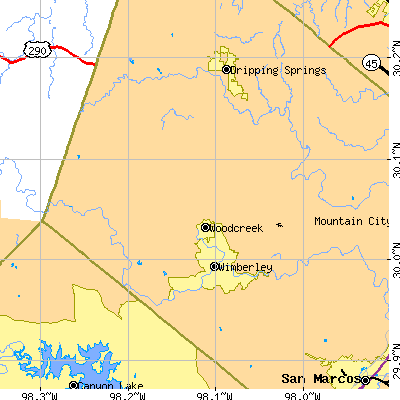 Zip code 78676 close-up map