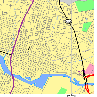 Zip code 78702 close-up map