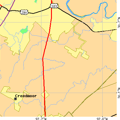 Zip code 78719 close-up map