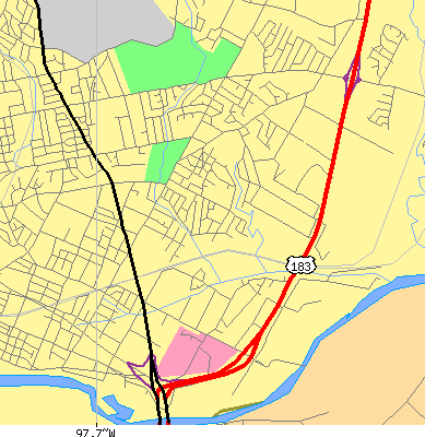 Zip code 78721 close-up map