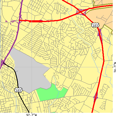 Zip code 78723 close-up map