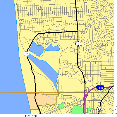 Zip code 94132 close-up map