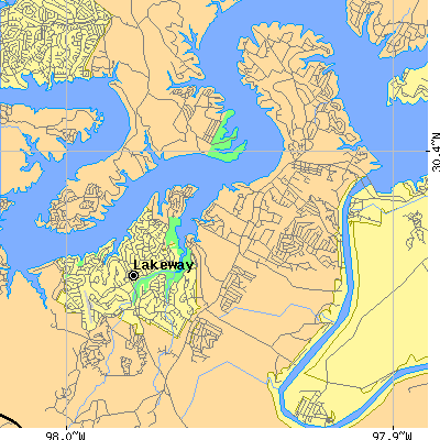 Zip code 78734 close-up map