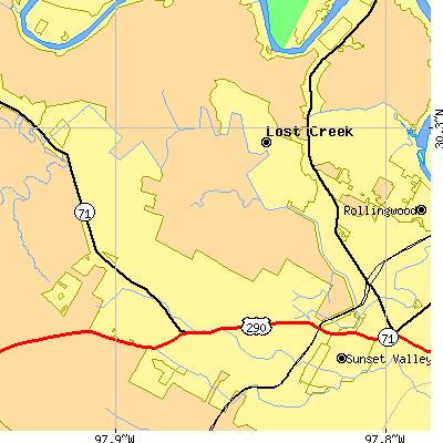 Zip code 78735 close-up map