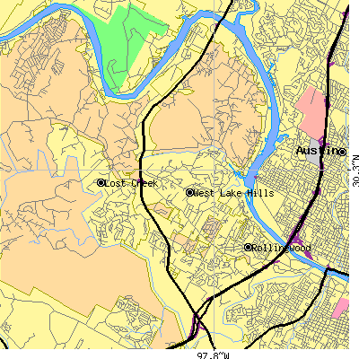 Zip code 78746 close-up map
