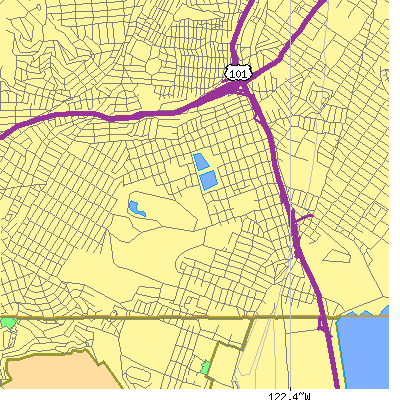 Zip code 94134 close-up map