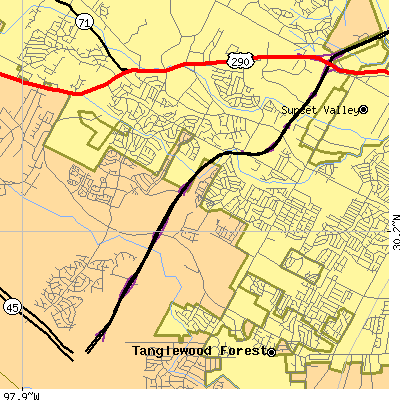 Zip code 78749 close-up map