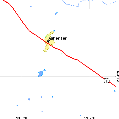Zip code 78827 close-up map