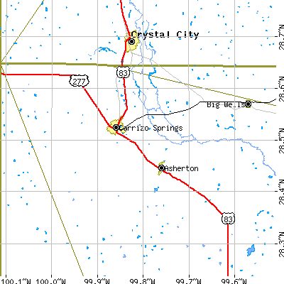 Zip code 78834 close-up map